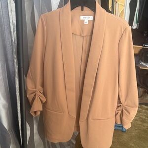 Nine West Women's Camel Blazer with Bow Sleeves